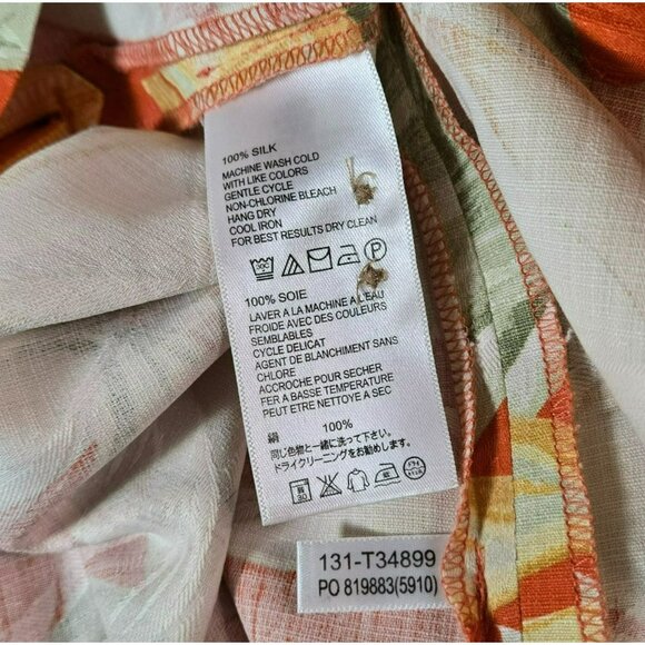 Tommy Bahama Mens XL Orange Tropical Hawaiian Shirt Silk Floral Short Sleeve - Picture 6 of 9